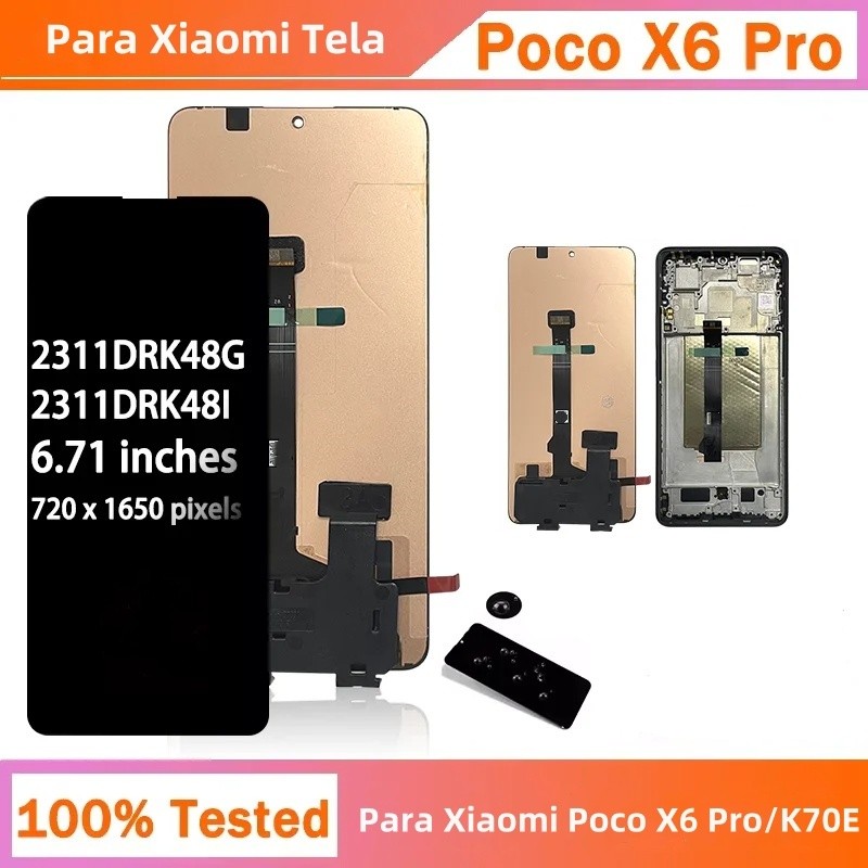 6.67" Incell Display Para Xiaomi Poco X6 Pro 5G&K70E Frontal Tela Nova Lcd Compa