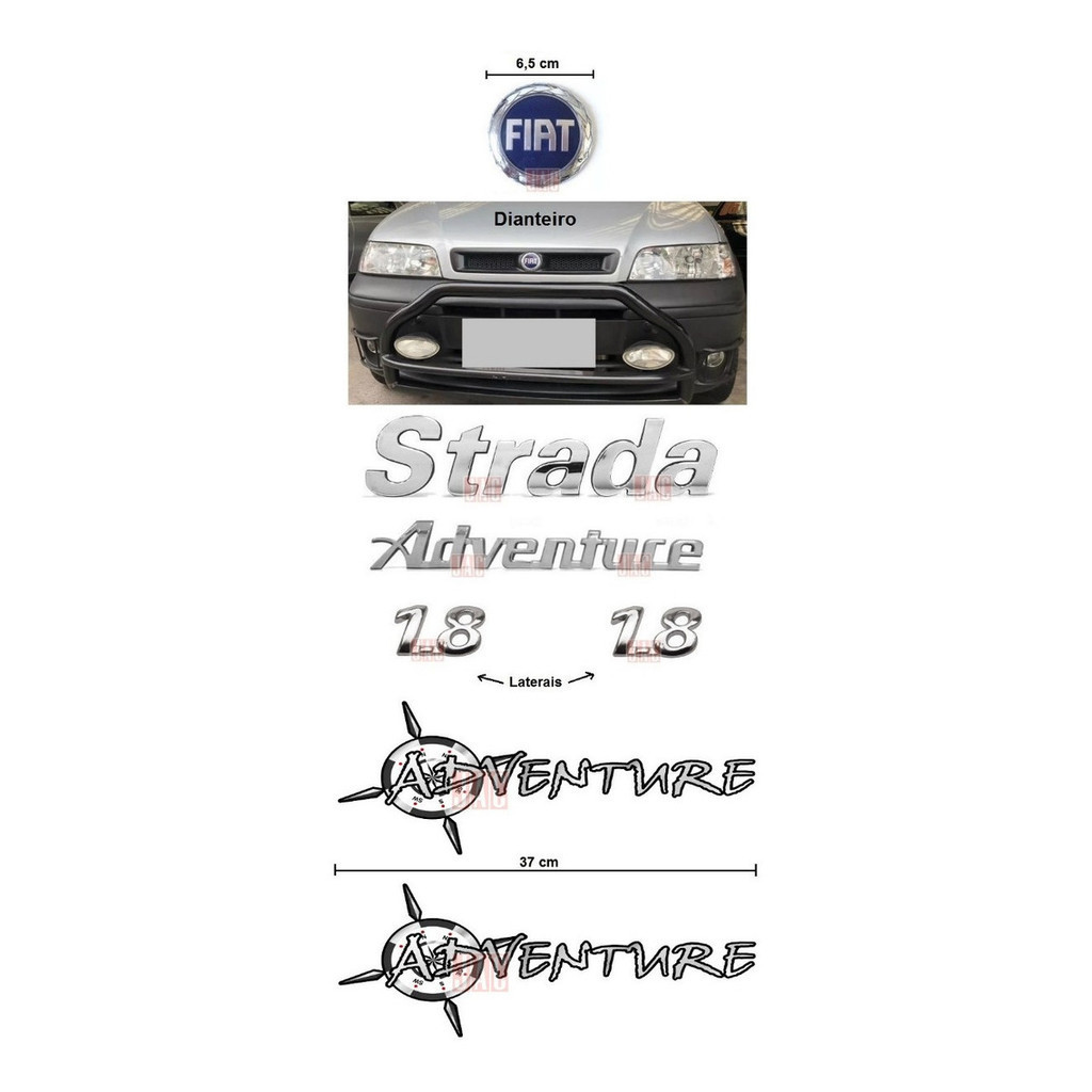 Kit Emblemas Strada Adventure 1.8 + Fiat Da Grade - 02 À 04