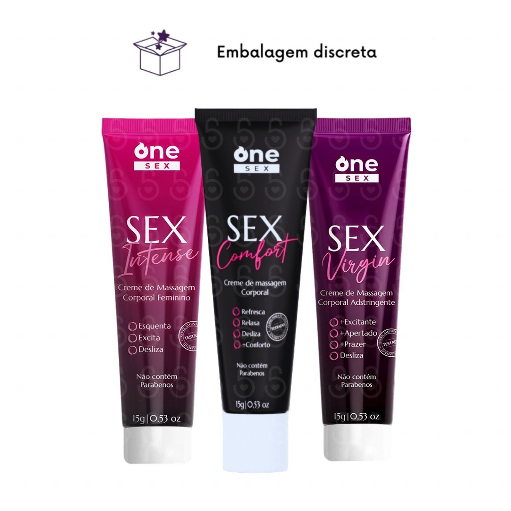 Sex Comfort Creme Lubrificante Anal + Sex Virgin Creme Adstringente Vaginal + Sex Intense Creme Massageador Feminino