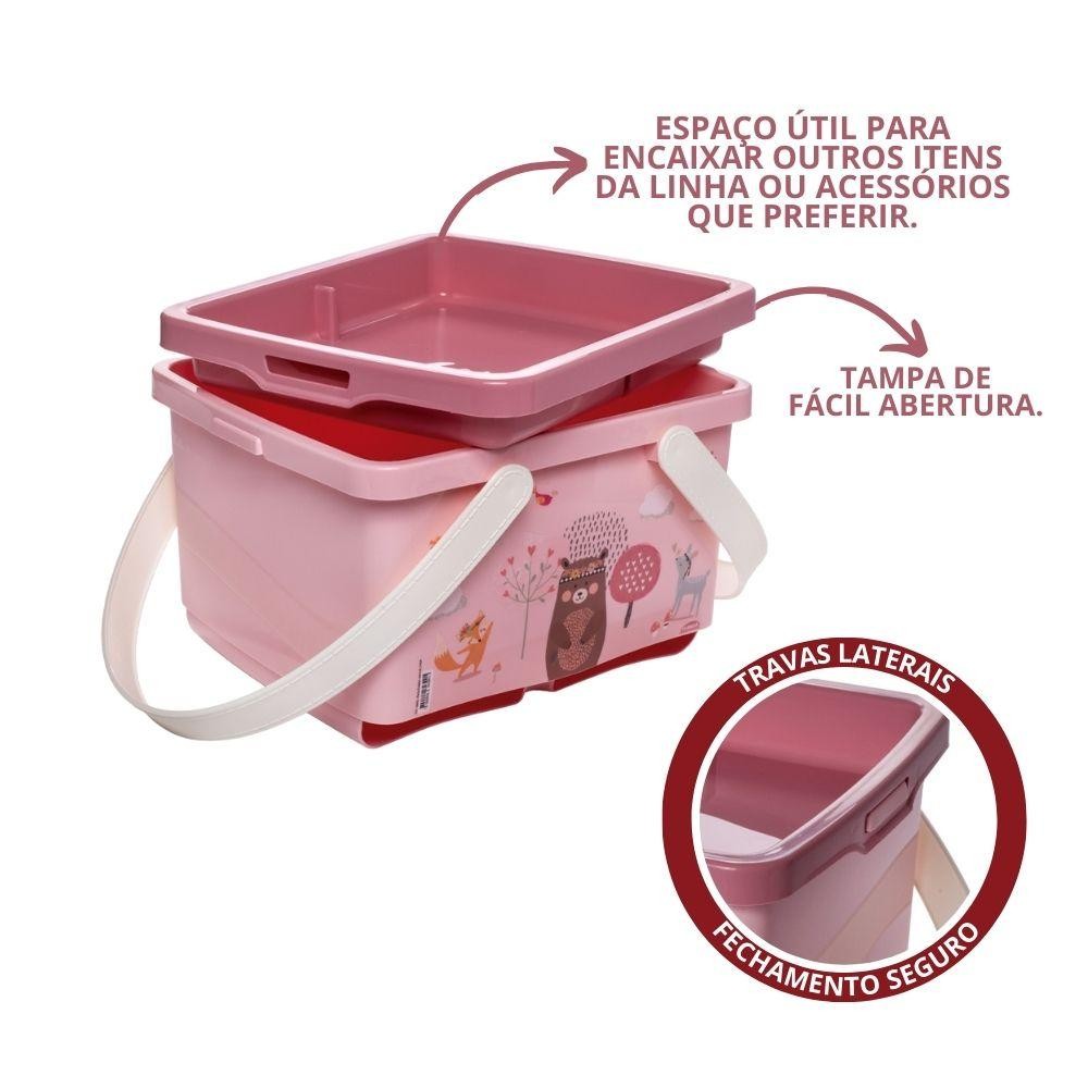 Detalhes do Kit Trocador Bichinhos Petit 3 Peças Bebê Enxoval Lenço Fralda Caixa Plasútil