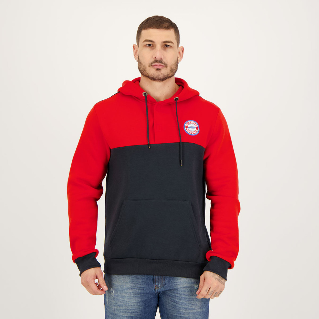 Moletom Canguru Bayern Vermelho e Marinho em Oferta na Shopee