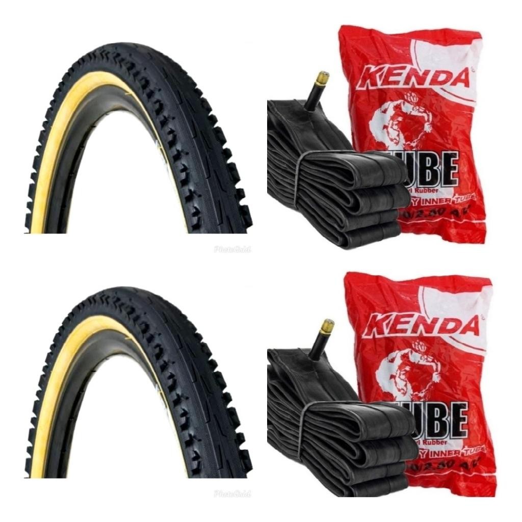 Par Pneu Faixa Amarela Kenda Misto Aro 26x1.95 +2 Camara Mtb - Sports & Outdoors