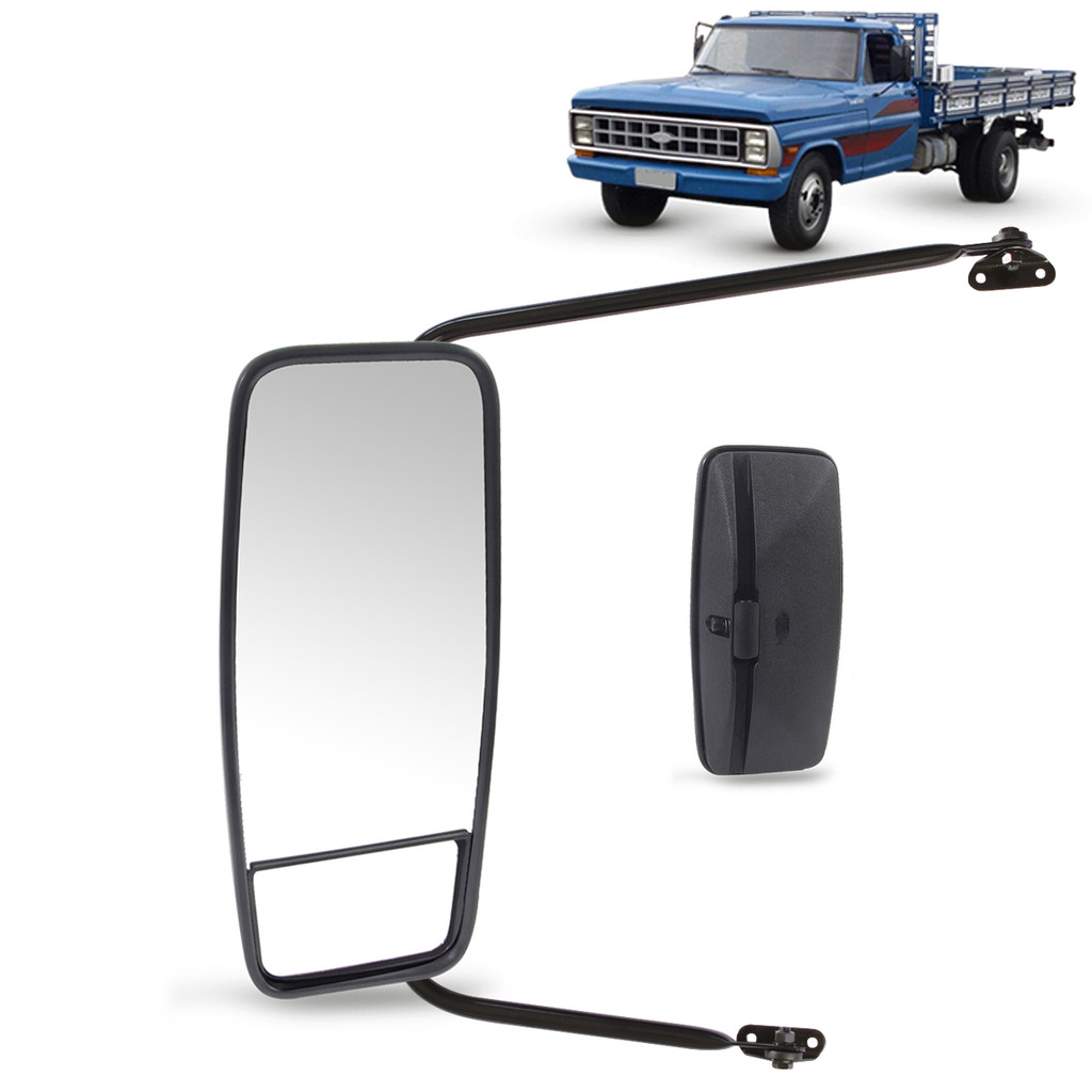 Espelho Retrovisor Externo Bi-partido + Braço Caminhão Ford F1000 F4000 1980 a 1992