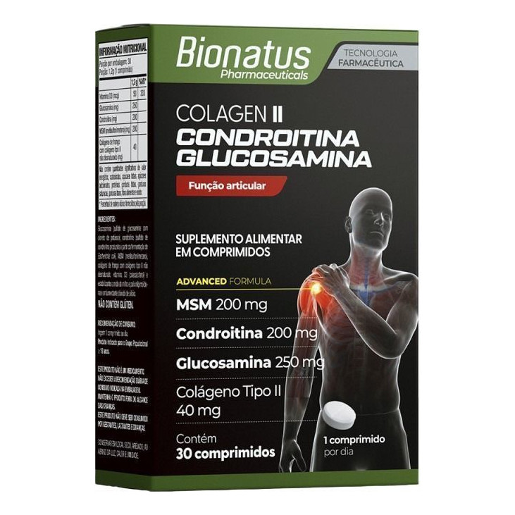 Colagen Ii Condroitina + Glucosamina Bionatus 30 Comprimidos em Oferta na Shopee