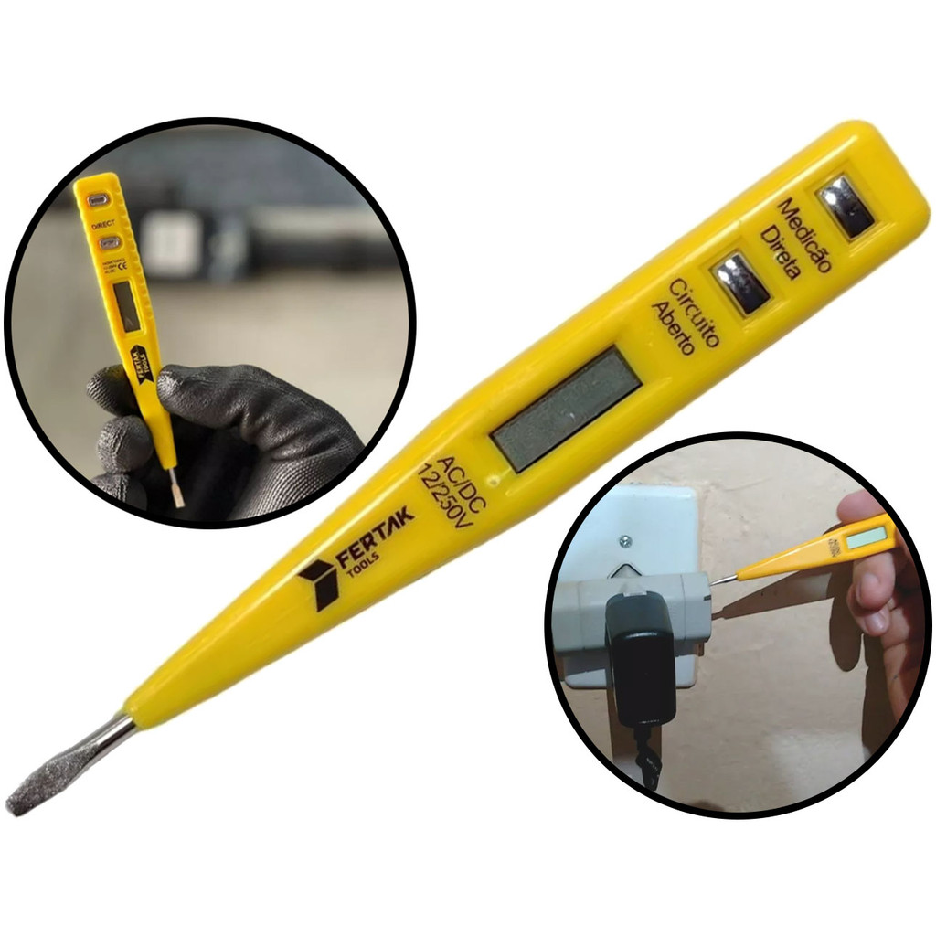 Chave Teste Digital De Voltagem Corrente 12v A 250v Profissional Para Eletricista em Oferta na Shopee