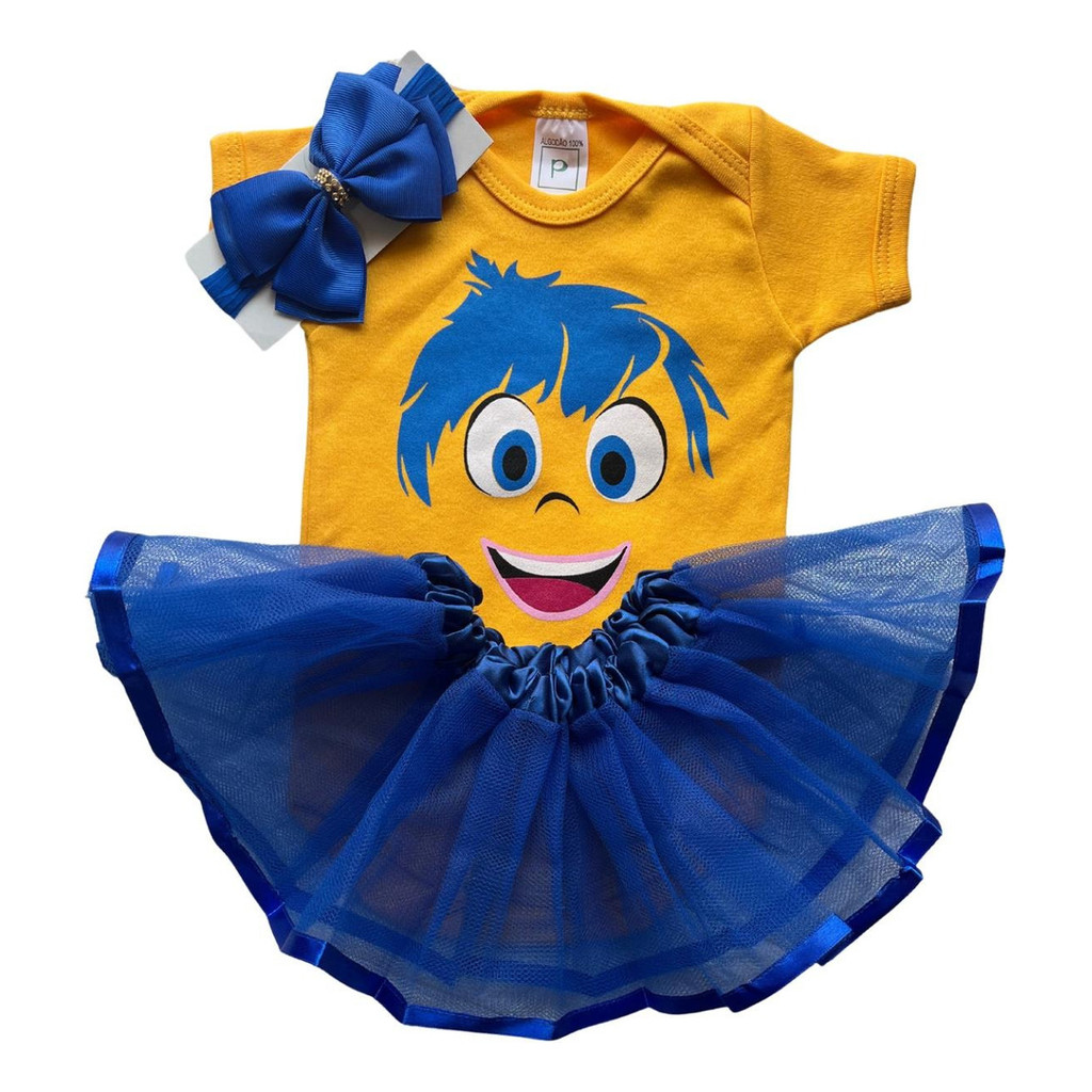 Body Bebê Temático Mesversário Alegria laço e tule Fantasia Divertidamente em Oferta na Shopee