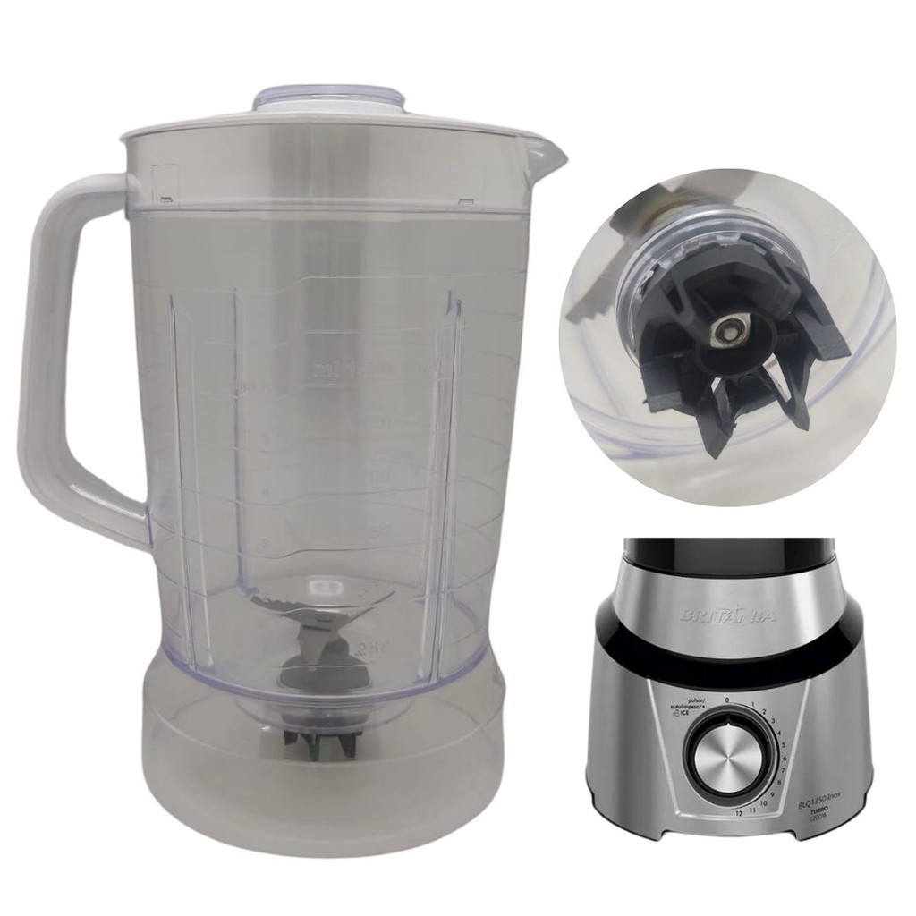 Jarra de Liquidificador Modelo Britania Inox Turbo BLQ 1350 Cristal