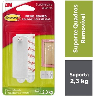 Suporte Adesivo para Quadros Command Branco Grande ATE 2,3KG 3M em Oferta na Shopee