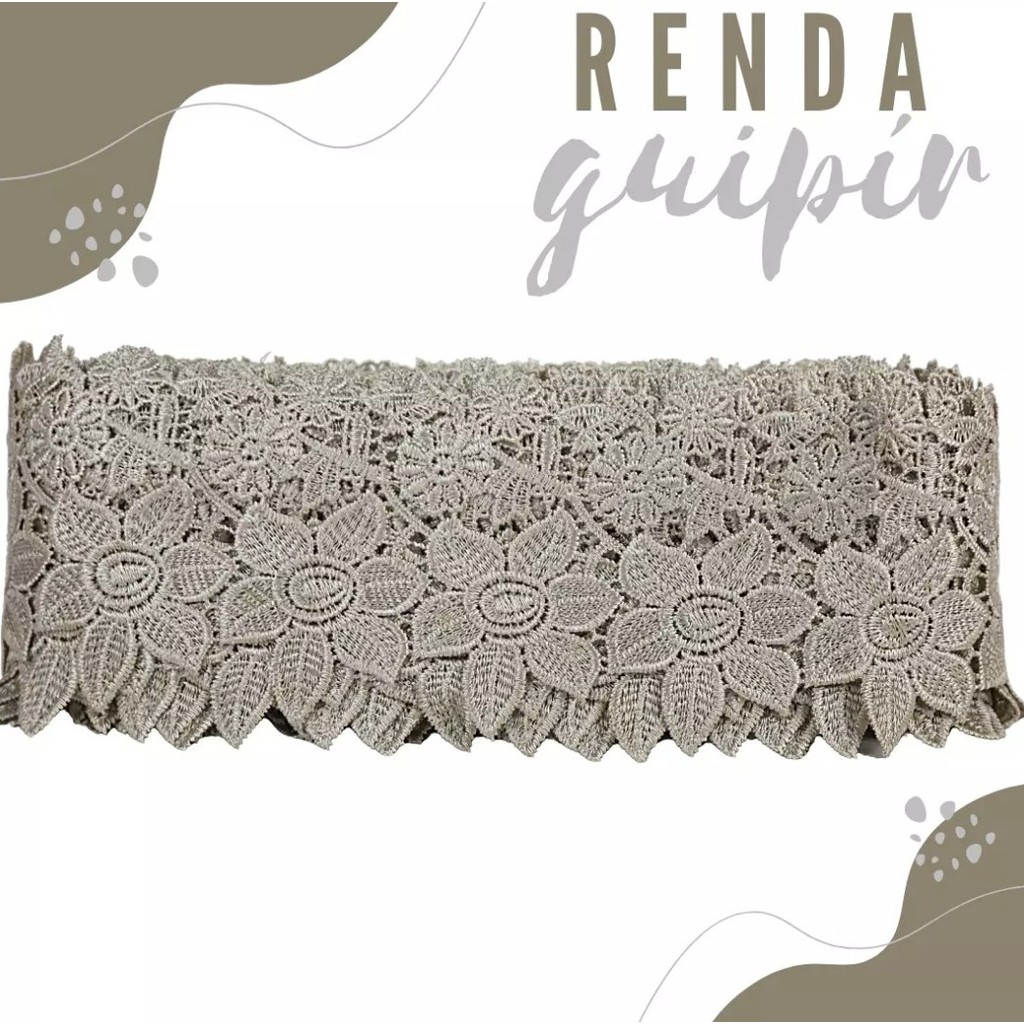 Renda Guipir CHL-452 Entremeio - 10.0 Cm -  Rolo C/13.7 Metros Cor:Bege