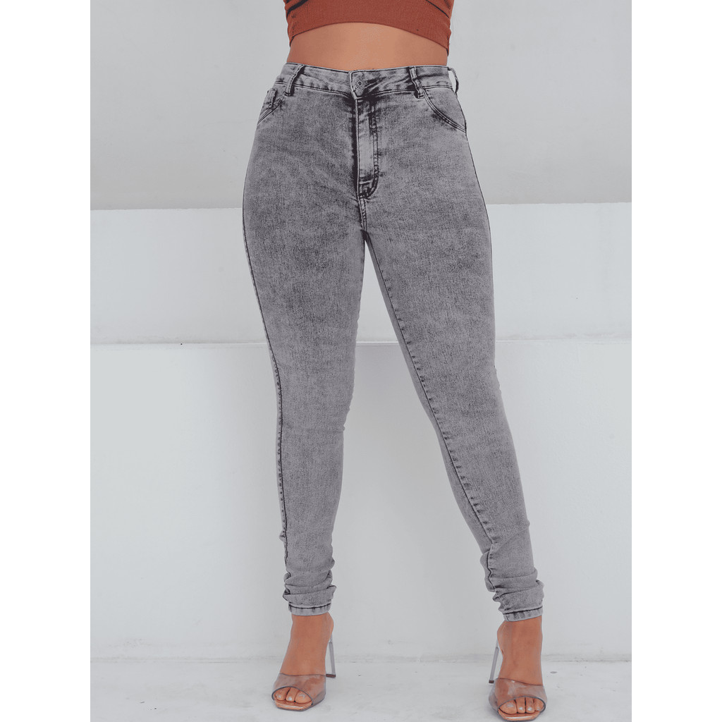 Calça Skinny Feminina Marmorizada Cinza em Oferta na Shopee