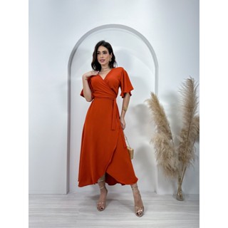Vestido Transpassado Tecido Duna em Oferta na Shopee