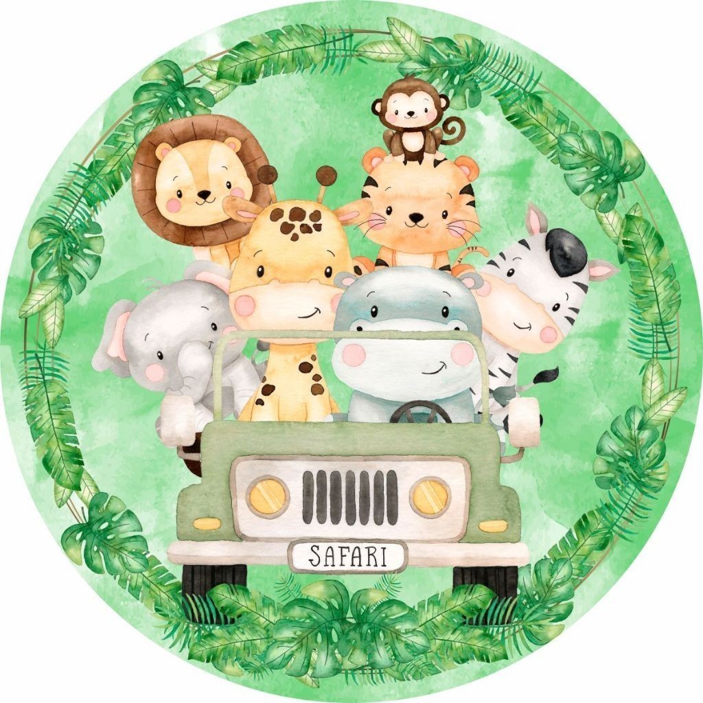 Painel SAFARI ANIMAIS Redondo 50 x 50 com elástico em Oferta na Shopee
