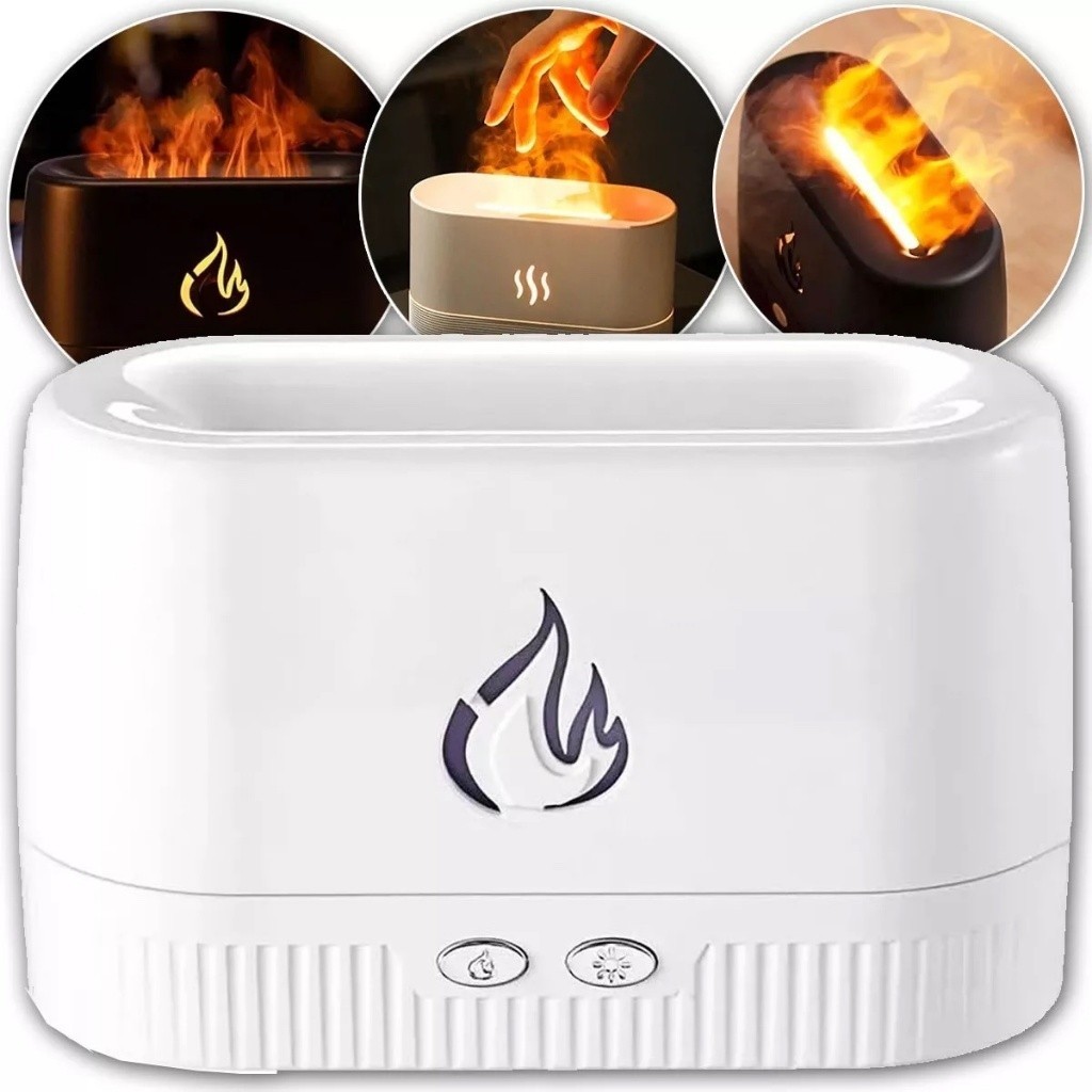 Difusor De Aroma De Chama USB Umidificador De Ar Ultrassônico Criador De Névoa Fria LED Lâ...