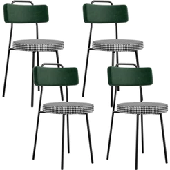 Kit 04 Cadeiras Decorativa Estofada Sala Jantar Barcelona L02 Facto Verde Musgo Pied Poule - Lyam