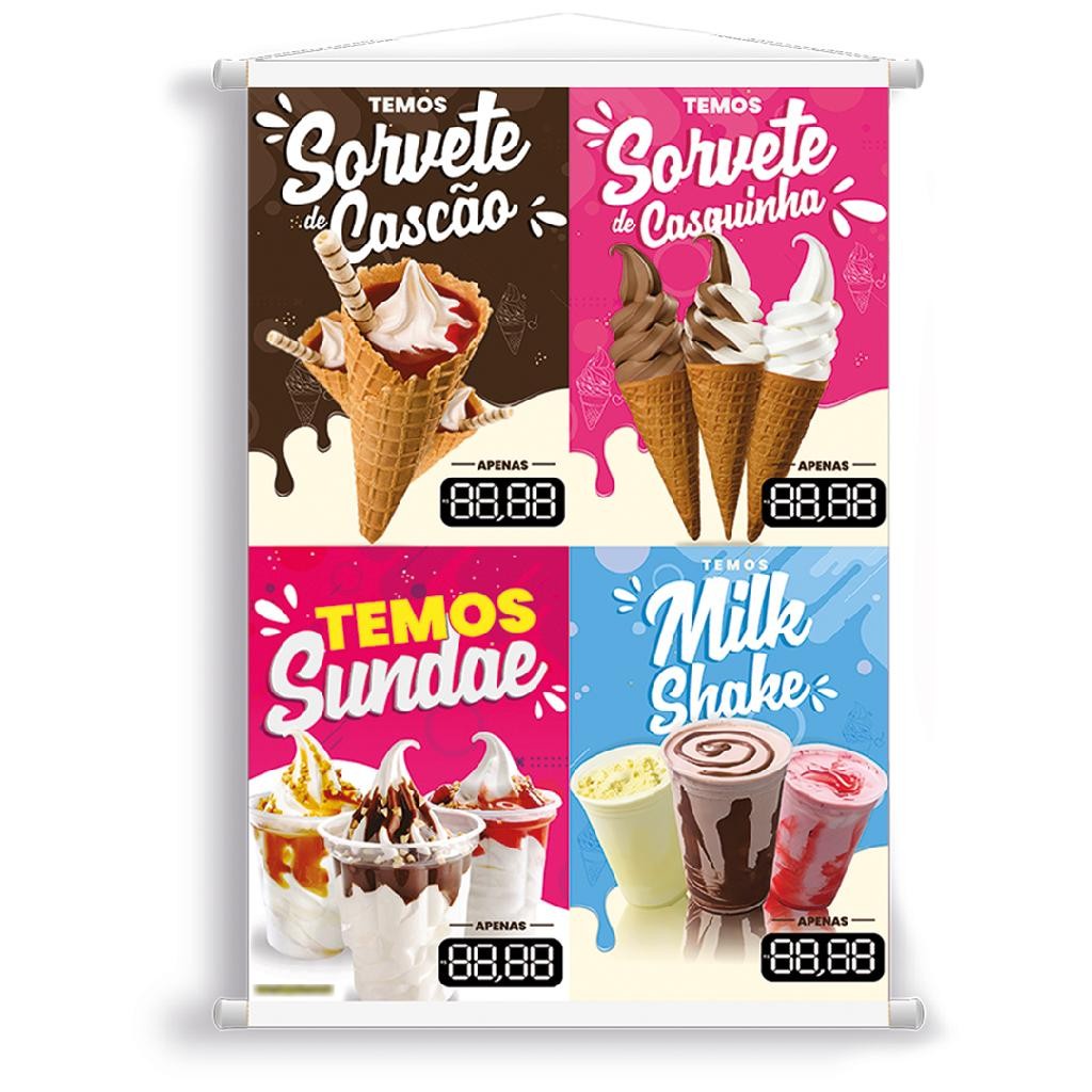 Banner Casquinha, Cascão, Sundae, Milk Shake