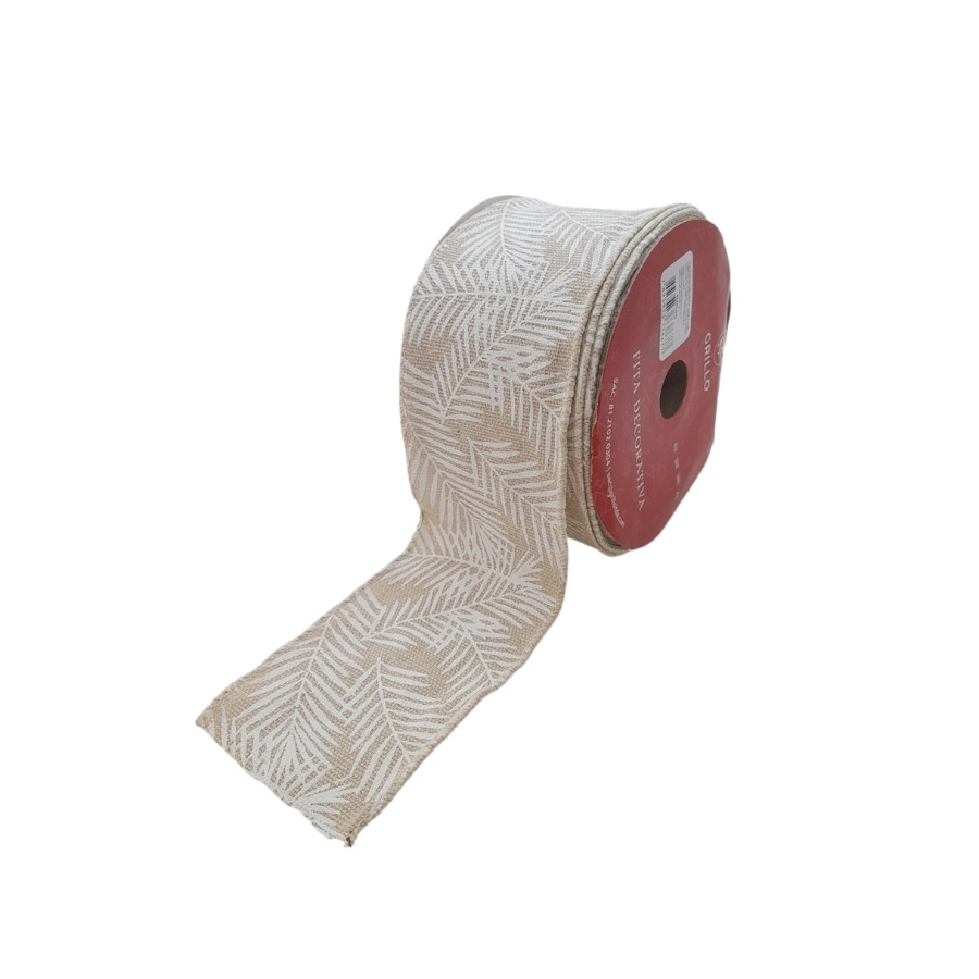 Shopee – Fita Decorativa de Natal – Juta Com Folhas – 6,3cmx9,14m – 1 unidade – Rizzo