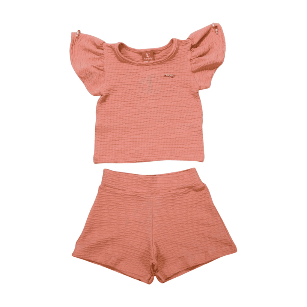 Conjunto infantil Feminino Blusa e Shorts com Pérolas 17531 - Teddy