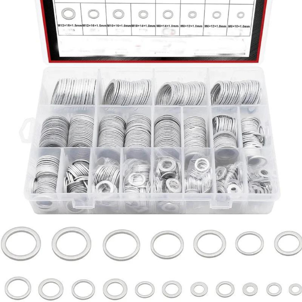 KIT 450 ARRUELAS EM ALUMINIO DIVERSOS TAMANHOS em Oferta na Shopee