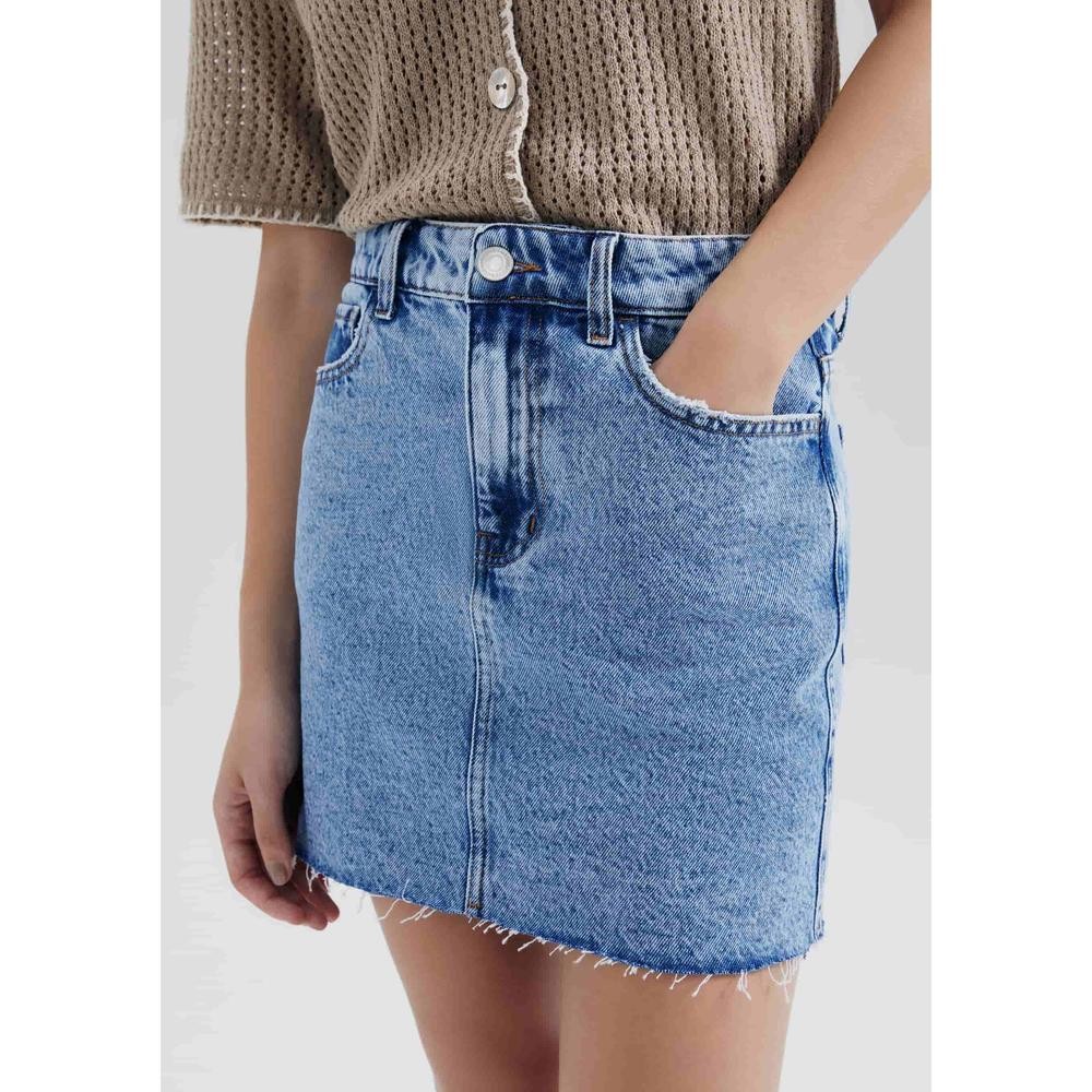 Saia Jeans Cintura Média Barra A Fio Hering