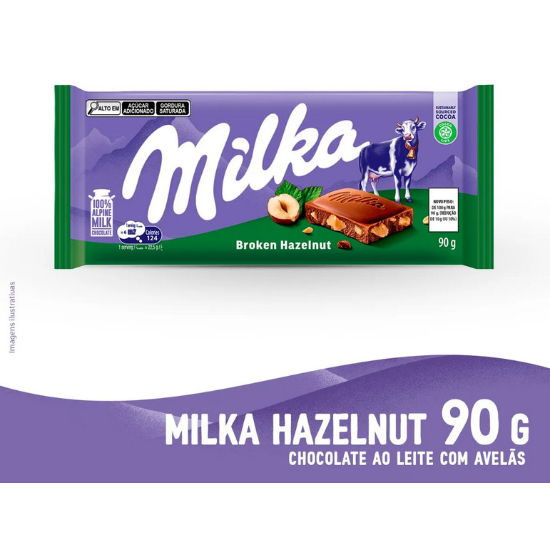 Chocolate Milka Broken Hazelnut Avelã Quebrada 90g em Oferta na Shopee