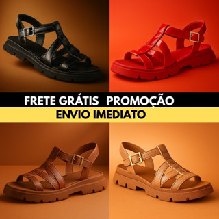 Sandália Feminina Moleca Confortável Papete Tratorada Moderna em Oferta na Shopee