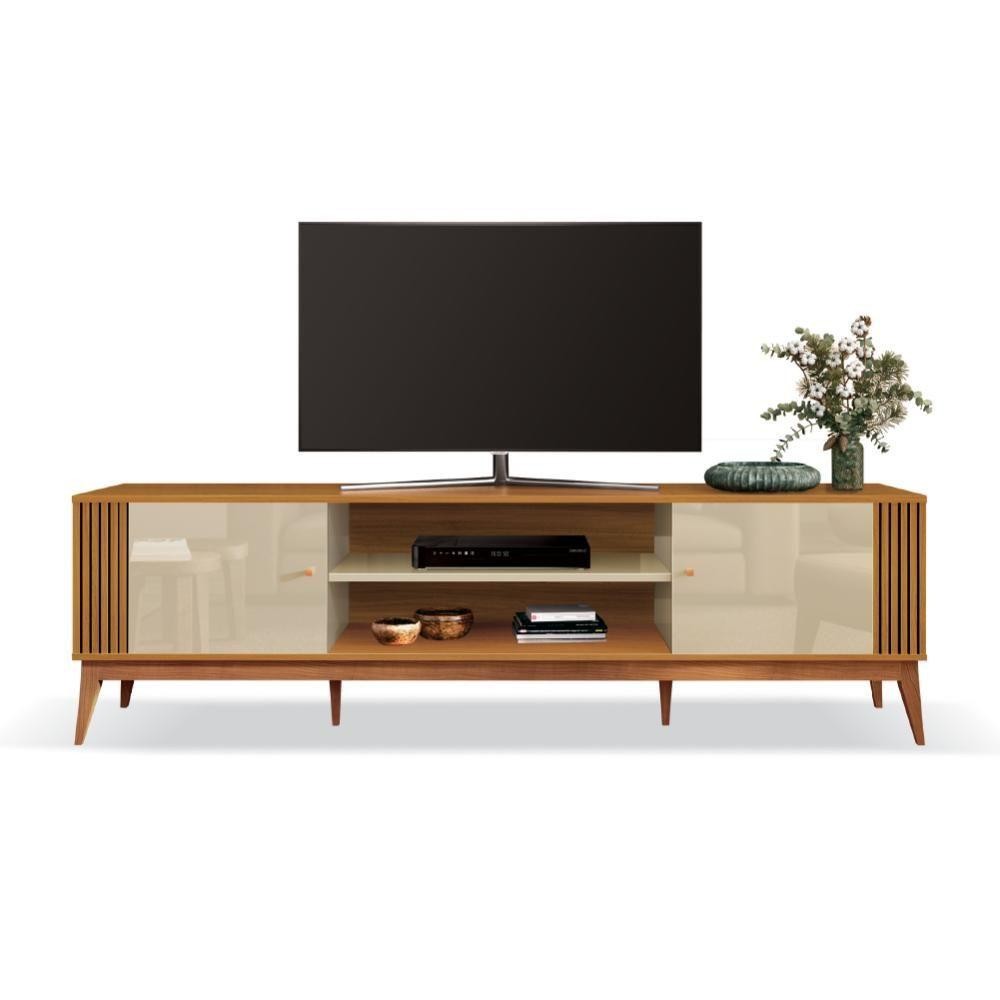 Rack Bancada Para Sala Tv Até 75" Legacy Cedro / Off White