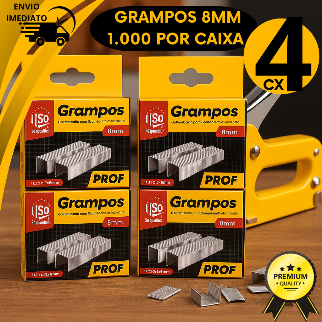 Grampo Grampeador Tapeceiro 8mm Profissional 4000 Unidades Grampos Grampo Galvanizado