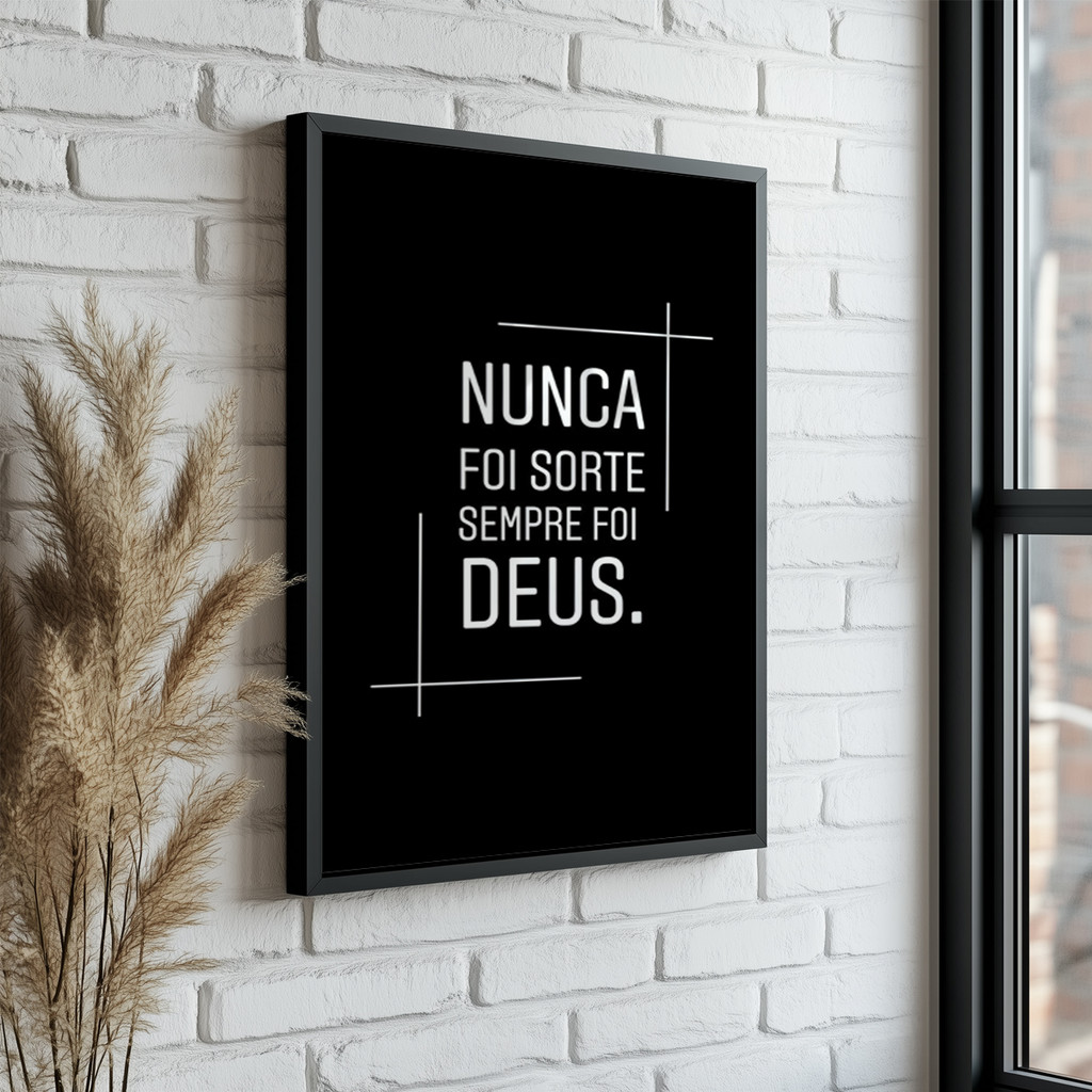 Quadro Decorativo Fé Nunca Foi Sorte Sempre Foi Deus Frase Religiosa Inspiração Minimalista em Oferta na Shopee