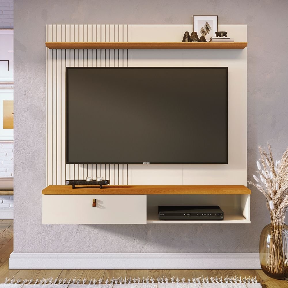 Painel para TV até 55 Polegadas Iris  Cinamomo/Off White em Oferta na Shopee
