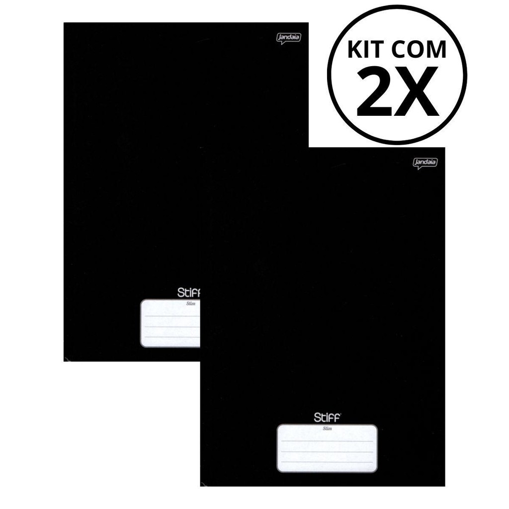 Kit Com 2 Caderno Brochura 96 Fls Pautado Capa Dura - Stiff COR:PRETO em Oferta na Shopee