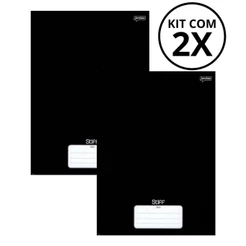 Kit Com 2 Caderno Brochura 96 Fls Pautado Capa Dura - Stiff COR:PRETO