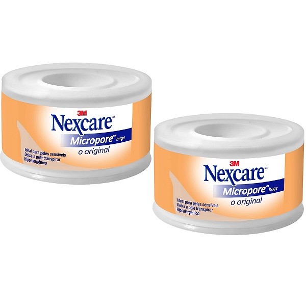 Kit com 2 Fita Micropore Nexcare Bege 25MM X 4,5M 3M em Oferta na Shopee