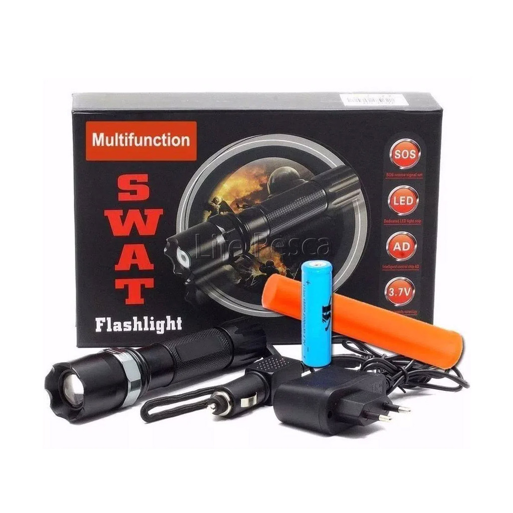 Lanterna Swat Recarregável Led - Xingu Preto