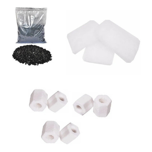 Refil Para O Filtro Jebo 508 Kit Com Perlon Ceramica Carvão