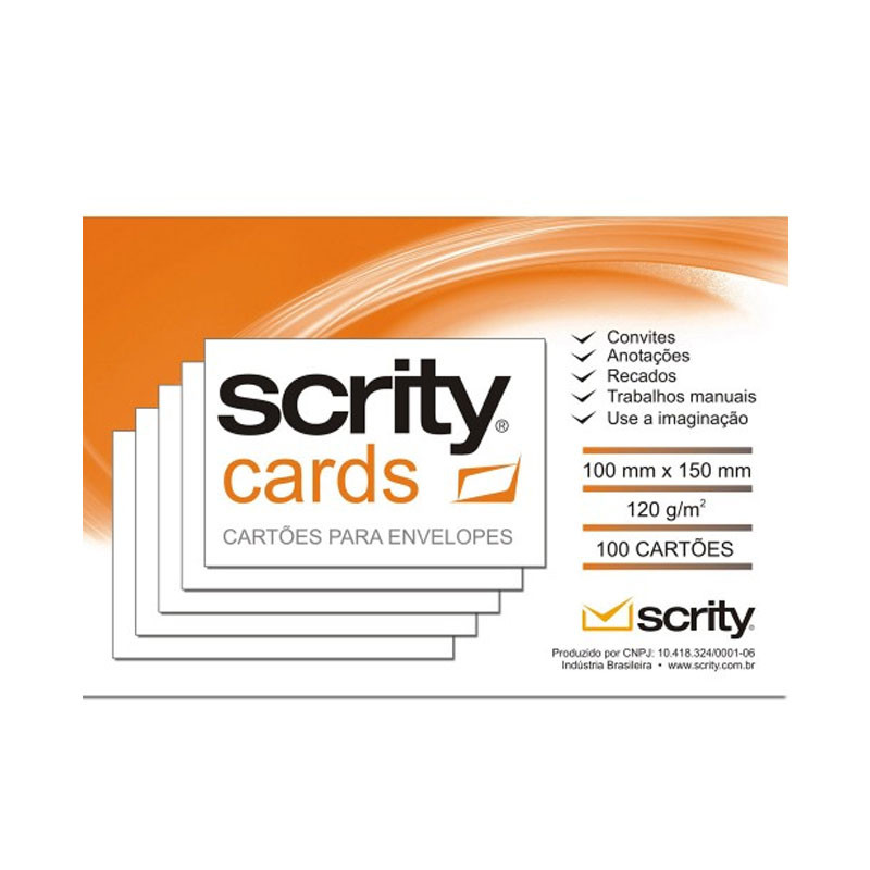 Cartão para envelope carta branco SCM430 100X150 com 100 unid Scrity