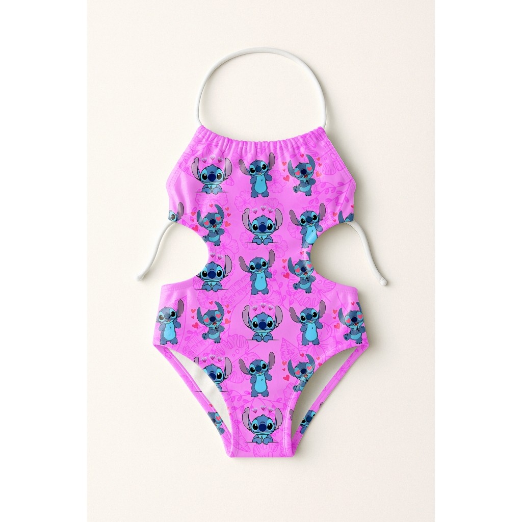 Maiô Infantil Frente Única Menina Feminino Moda Praia Natação Banho Estampas Desenhos Animados Diversos