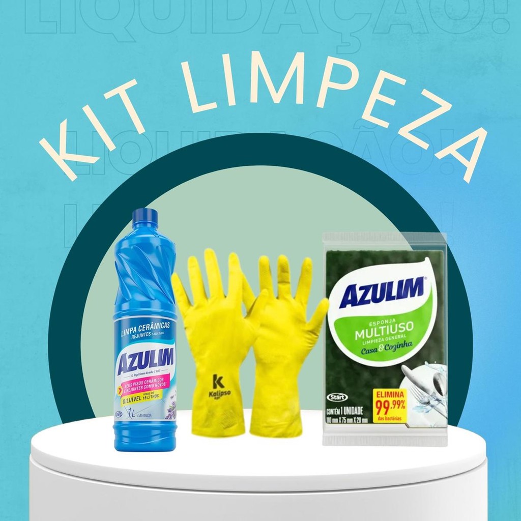 Kit LIMPEZA ESSENCIAL 1 AZULIM LAVANDA + 1 LUVA KAL AMARELA  + 1 ESPONJA DUPLA FACE - Home & Living