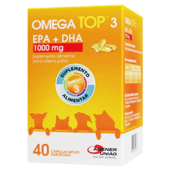 Suplemento Para Cães e Gatos Ômega Top 3 Agener 40 Capsulas 1000mg