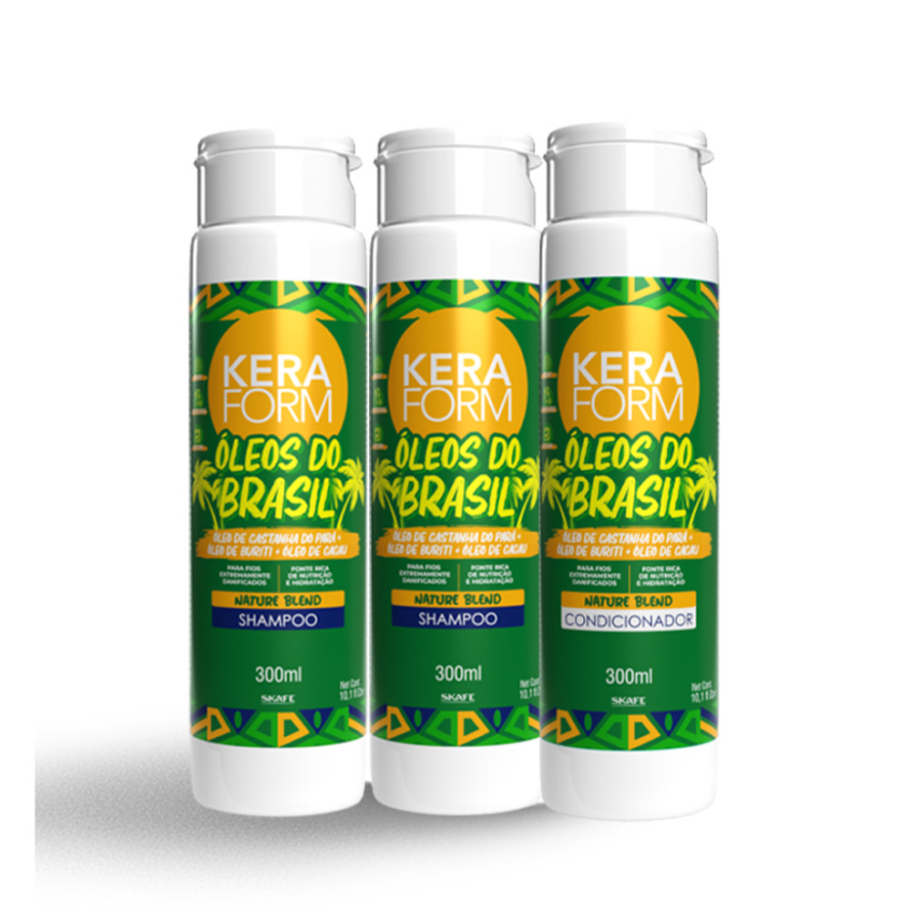 Kit 1 óleos do Brasil - 02 Shampoos 300ml + 01 Condicionador 300ml Óleos do Brasil