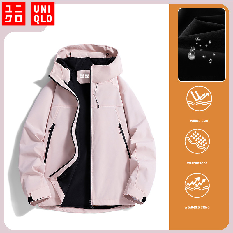 UNIQLO Jaqueta Impermeável Feminina Esportiva Ao Ar Livre Correndo Montanhismo Pesca Com Capuz À Prova De Vento