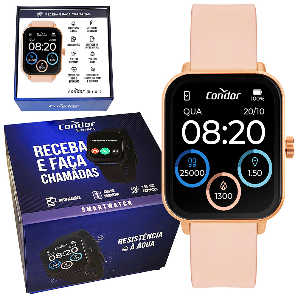 Relógio Smartwatch Condor Rose Gold Digital 1 Ano Garantia