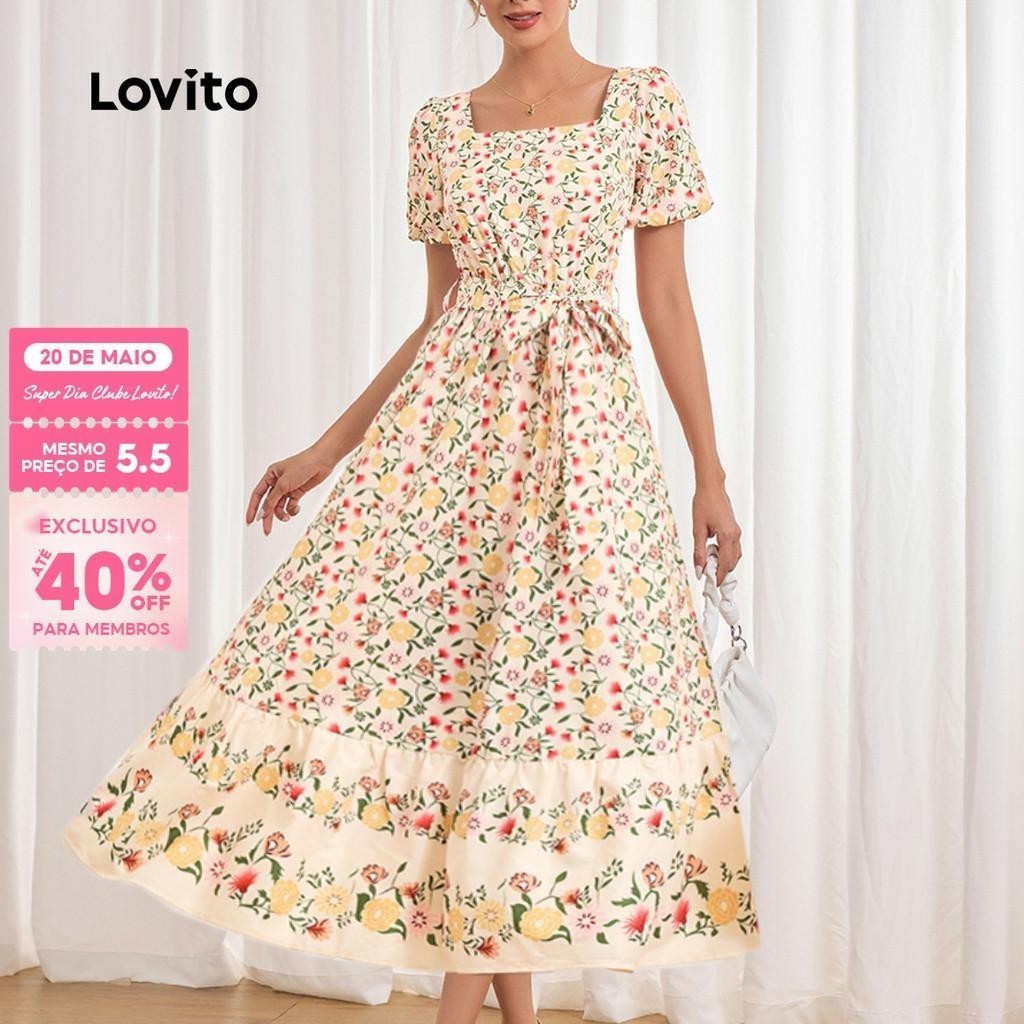 (Trendy) Lovito Blusa casual com renda floral Ditsy para mulheres LBL20690 - Women Clothes