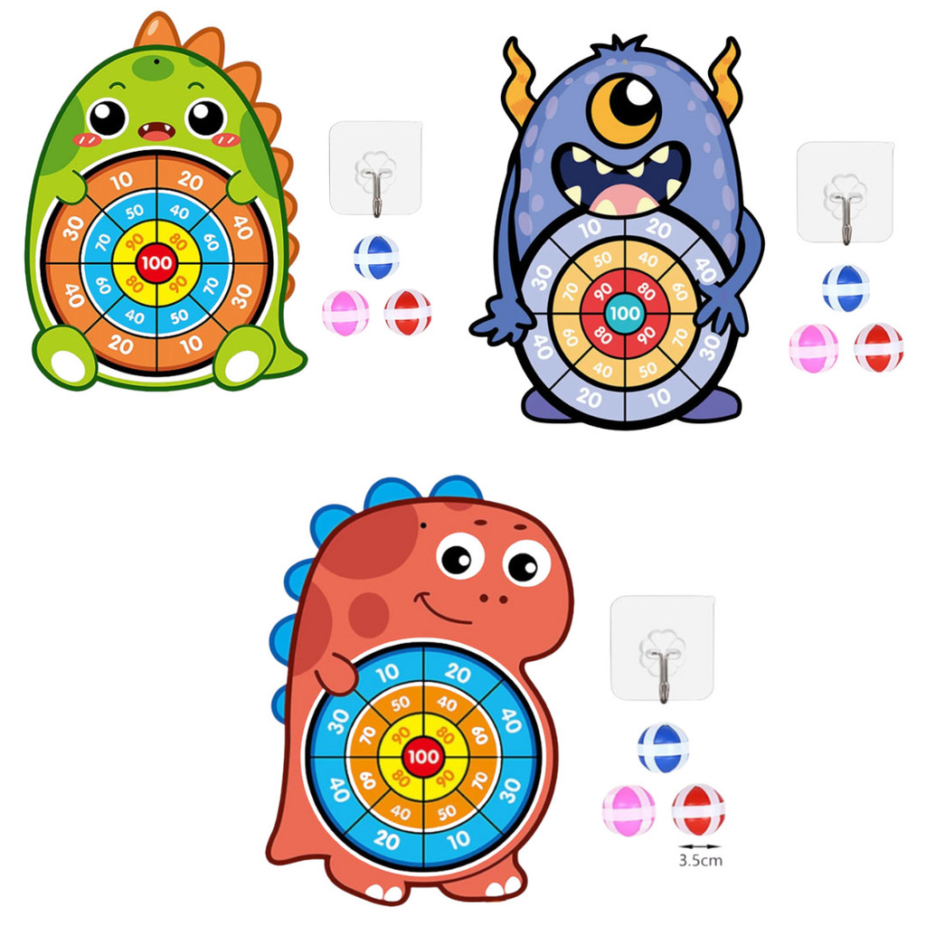Brinquedo Lança Bolinhas com Alvo Tecido Feltro Decorado De Monstrinhos Coloridos e Divertidos - 1 Peça Sortidos 