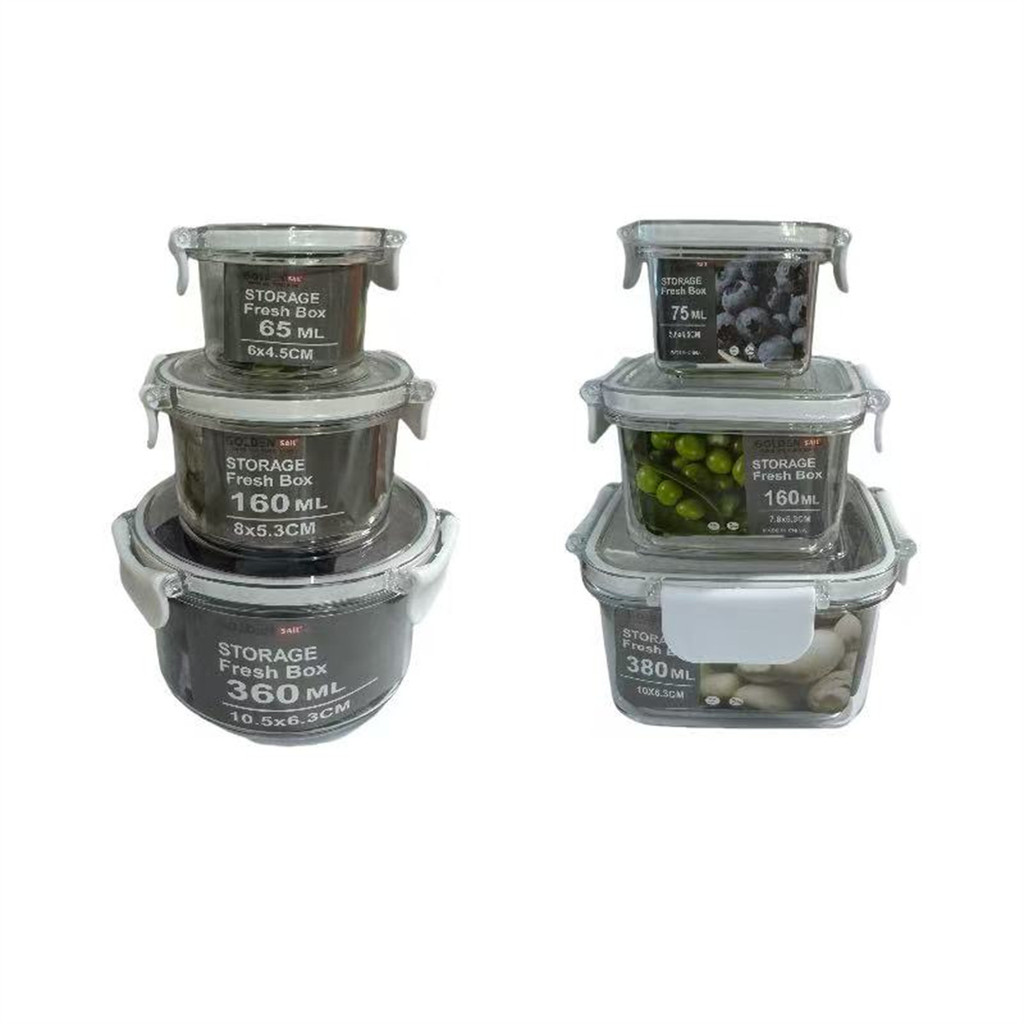 Kit 3 Mini Potes Pote Hermético Acrílico Organizador de Geladeira Tampa Alta Vedação em Silicone