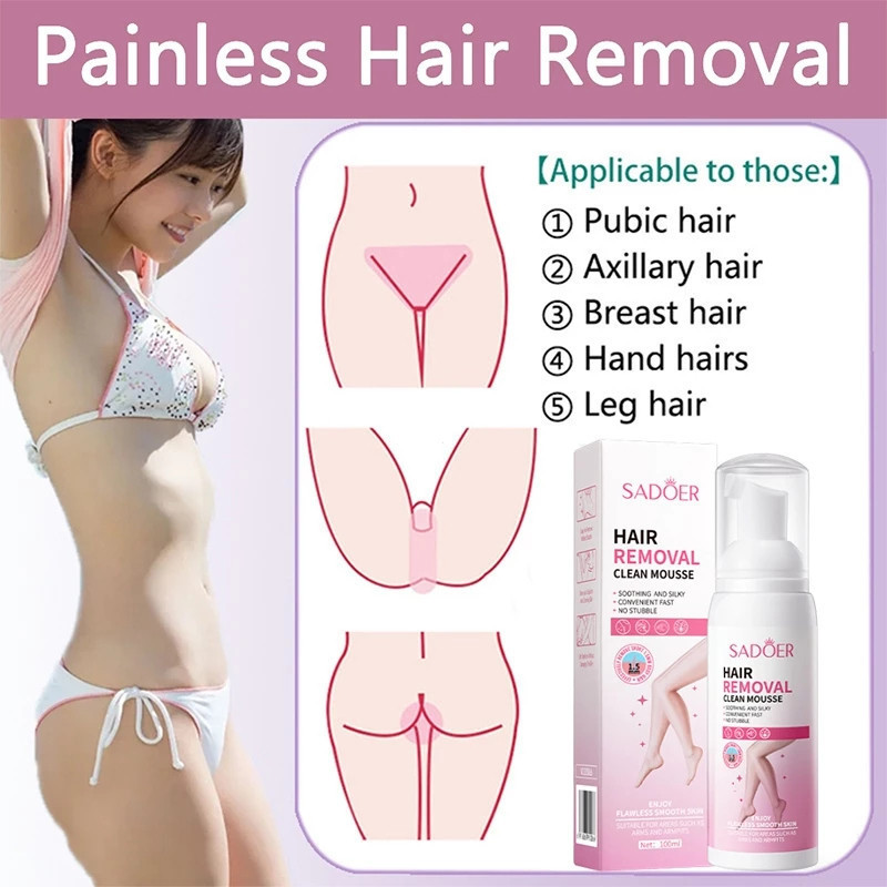 Creme de Remoção de Pelos Indolor Spray de Remoção de Pelos 100ml Adequado para Mulheres Grávidas e Partes Íntimas