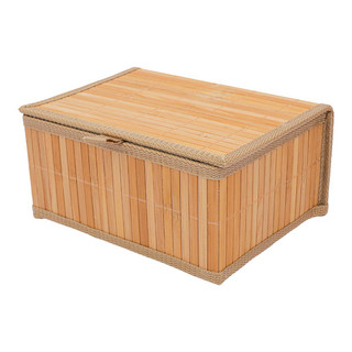 Cesto Decorativo Organizador Pequeno Multiuso Em Bambu Com Tampa Design Natural Minimalista
