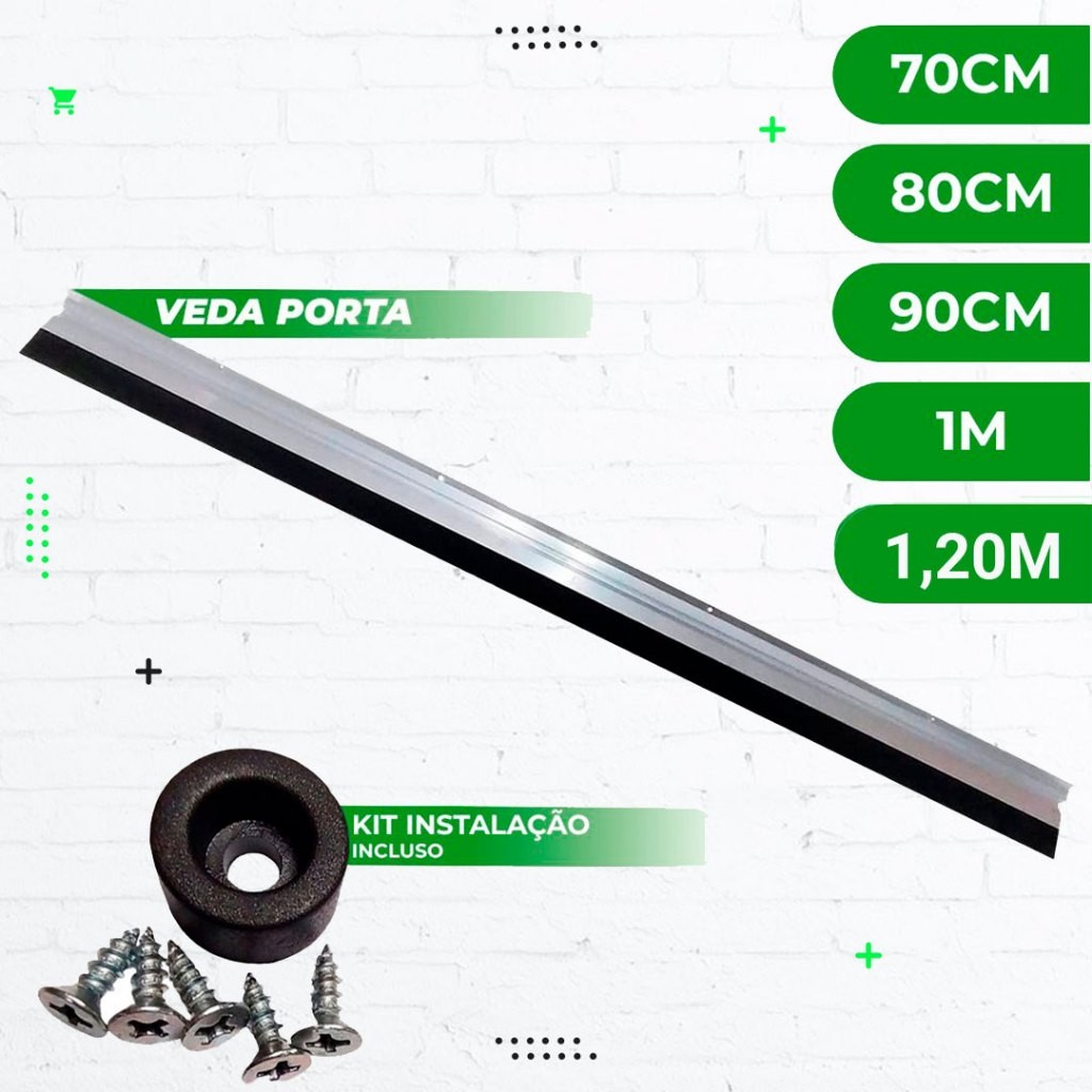 Protetor de Porta Rolinho Veda Porta Impermeavel Veda Porta Em Alumínio 70, 80, 90cm, 1m e 1,20m