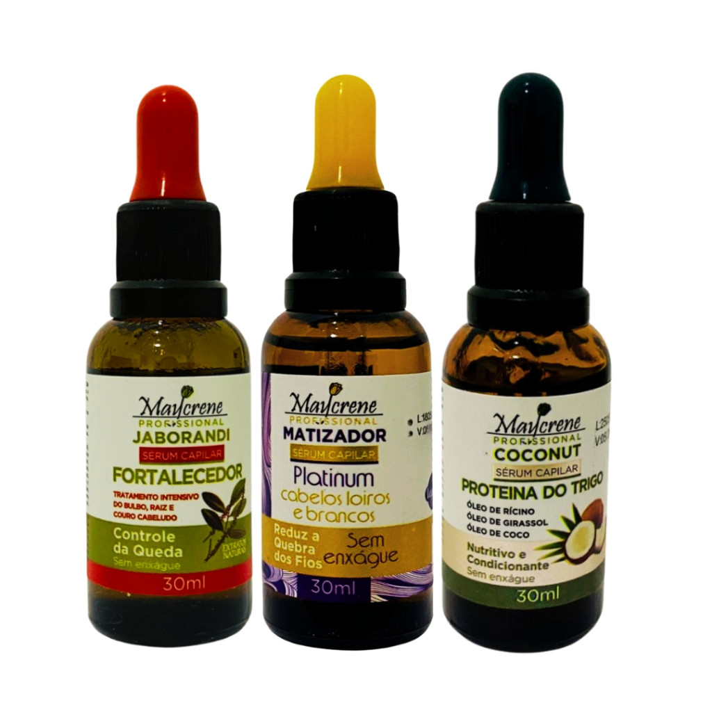 Sérum Capilar Fortalecedor e Nutritivo Sem Enxágue 30ml Maycrene em Oferta na Shopee
