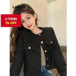 (Elegante) Lovito Casaco Liso Acolchoado Para Mulheres LNA71497