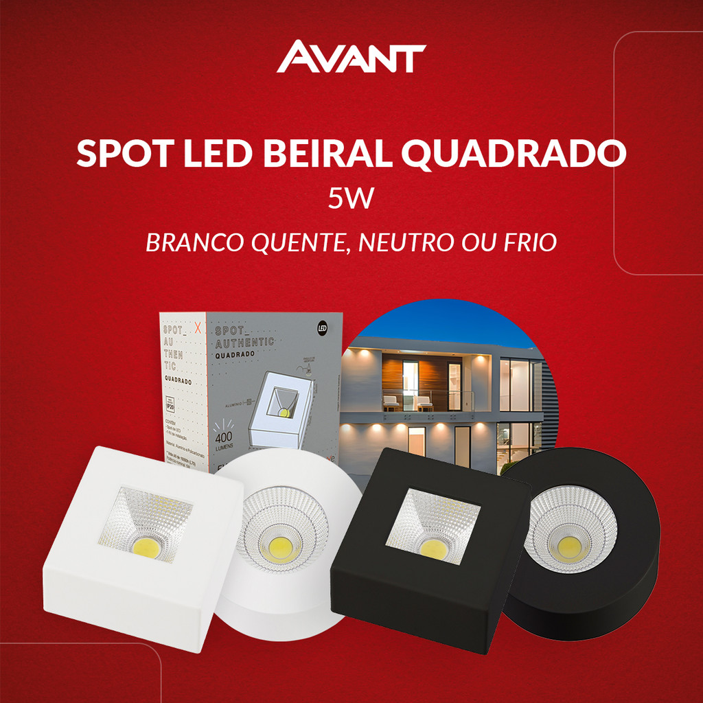 Spot Led Authentic Beiral de teto 5w 3000k, 4000k e 6500k (luz amarela, neutra e branca) Branco e Preto Deluxe By Avant em Oferta na Shopee